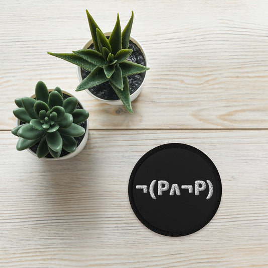 Law of Non-Contradiction: Embroidered Twill Patch (White on Black)