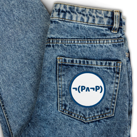 Law of Non-Contradiction: Embroidered Twill Patch (Blue on White)